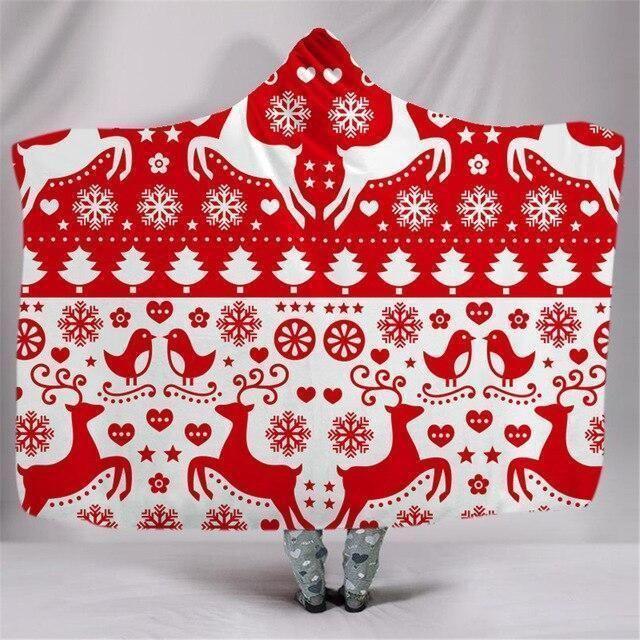 X-Mas Reindeers X Birds Hooded Blanket Christmas Decoration Ideas