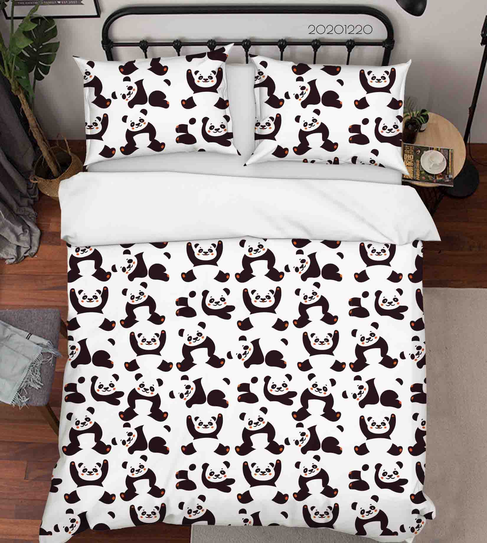 3D Hand Drawn Animal Panda Quilt Cover Set Bedding Set Duvet Cover Pillowcases 35