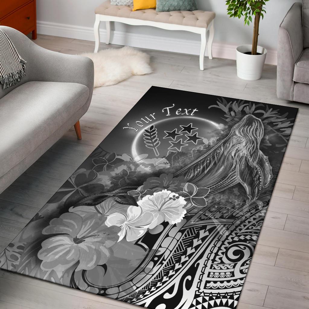 Kosrae Custom Personalised Area Rug – Humpback Whale With Tropical Flowers (White)