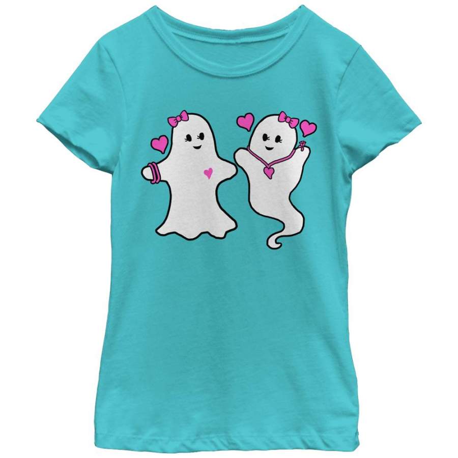 Lost Gods Girl’s Halloween Fashion Forward Ghosts  T Shirt Tahiti Blue