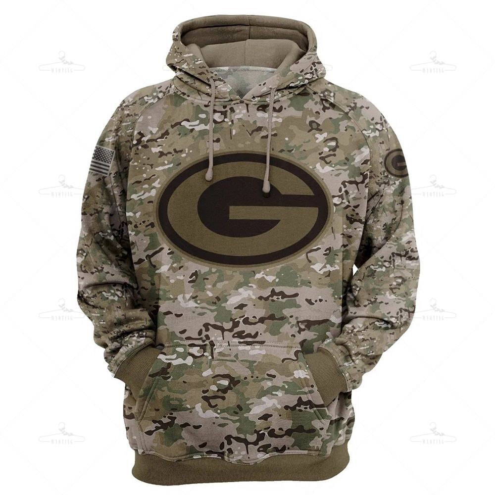 Green Bay Packers Hoodie Army Graphic Sweatshirt Pullover Gift S