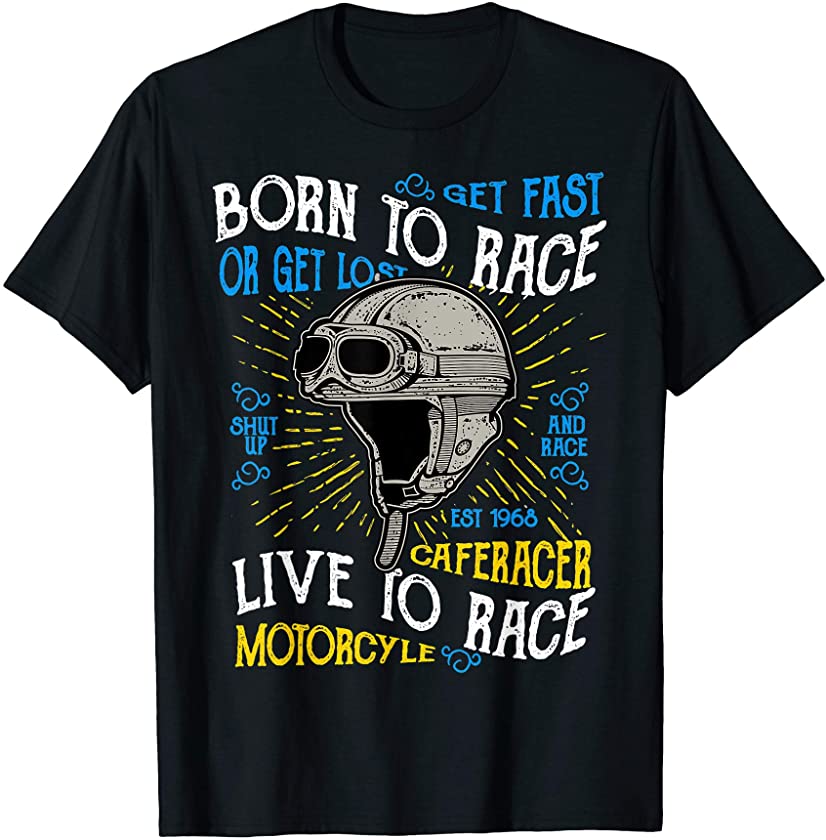 Vintage Racing T Shirt Motorcycle Helmet Born To Race Gift T-Shirt