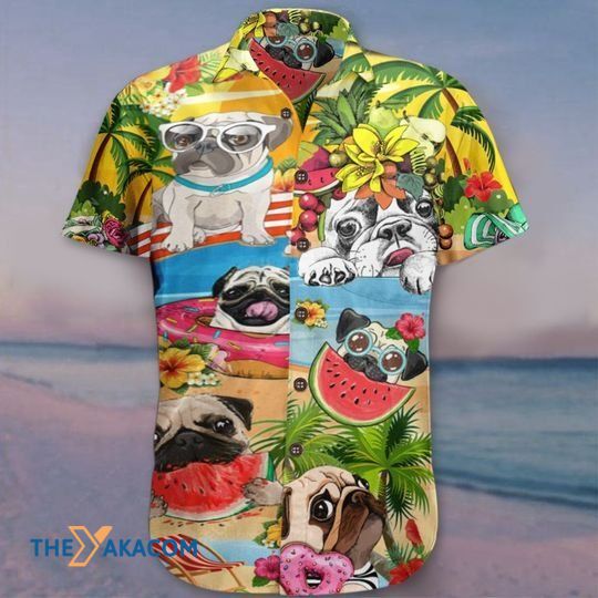 Hello Summer Happy Pug Water Melon The Best Gift For Dog Lovers Hawaiian Shirt Ha88117