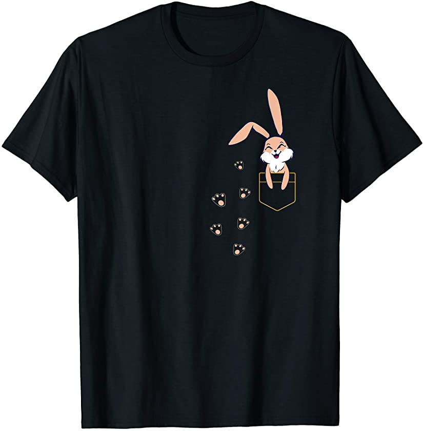 Cute Bunny Rabbit Pocket Easter Day T-Shirt