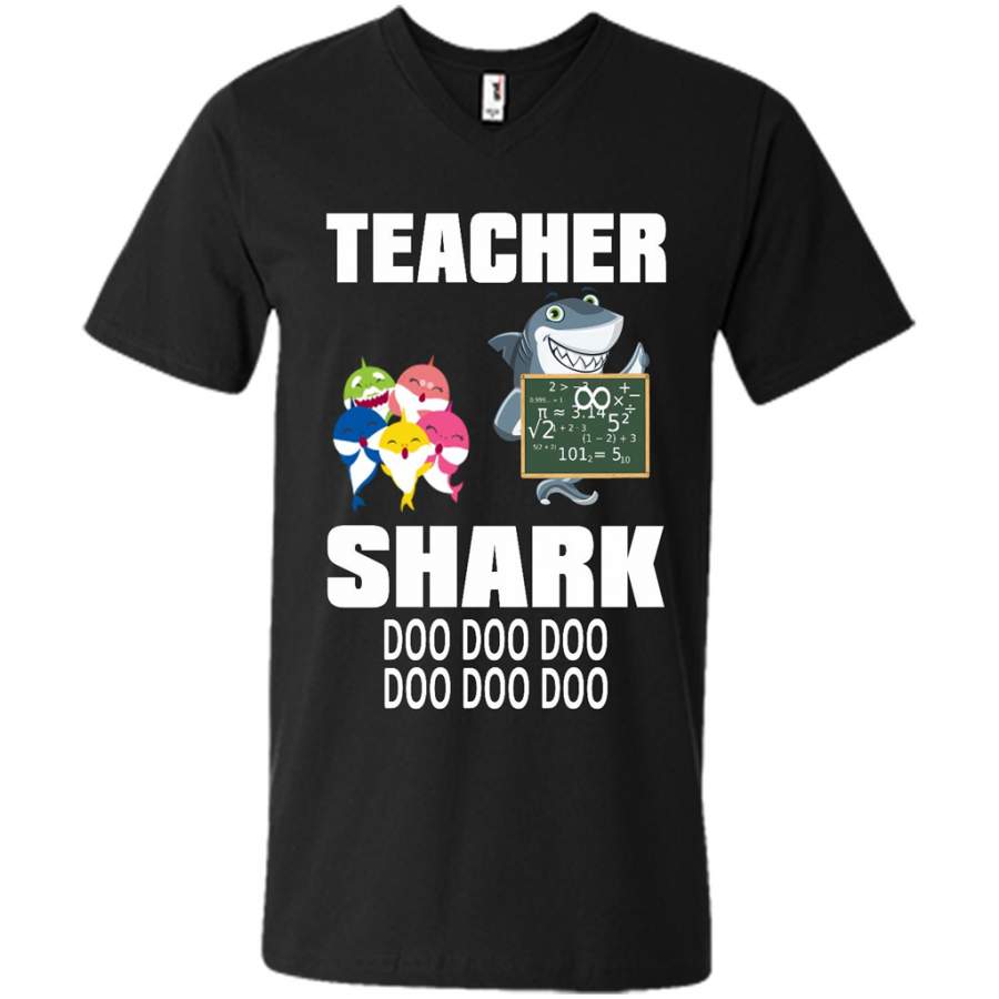 Teacher Shark Doo Doo Doo – Canvas Unisex V-Neck Shirt