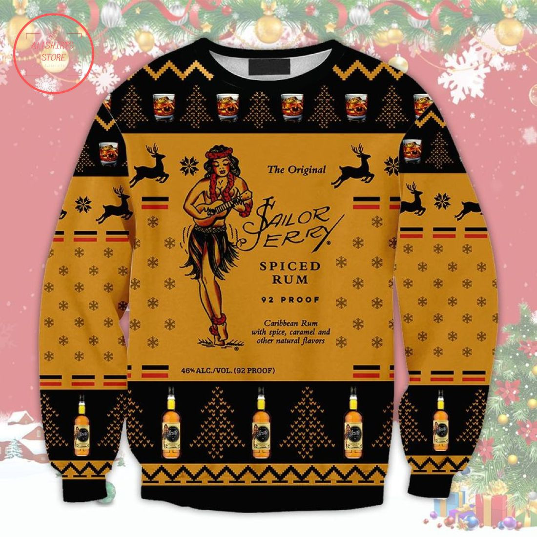 Sailor Jerry Whiskey Ugly Christmas Sweater