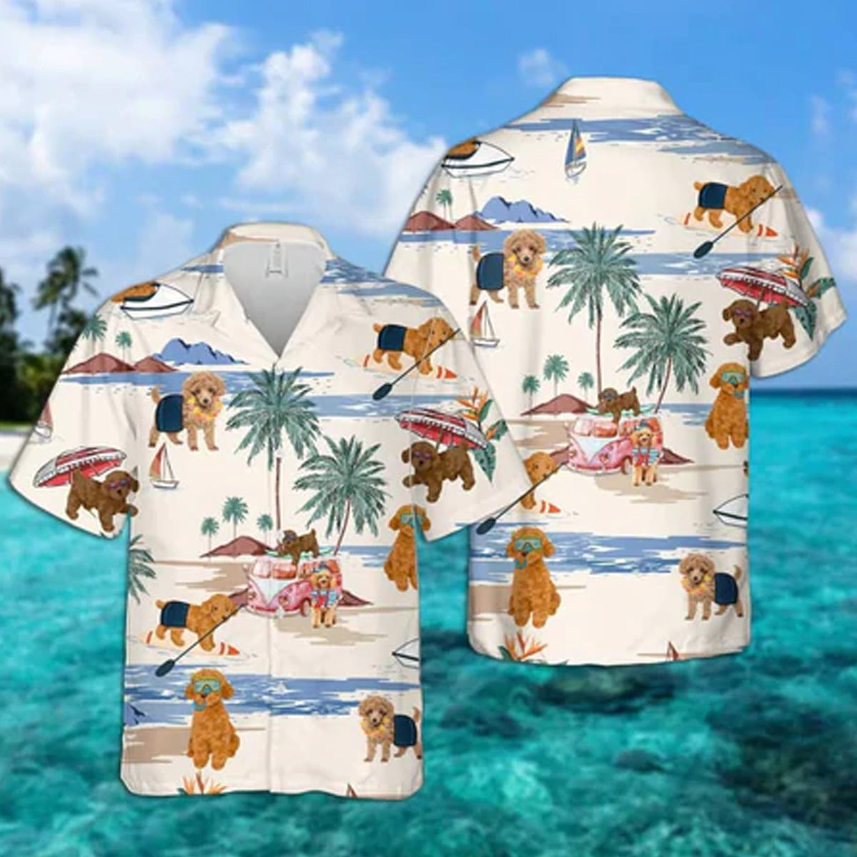 Toy Poodle Summer Beach Hawaii Hawaii Shirts For Men Short Sleeve Aloha Shirt Ha76337