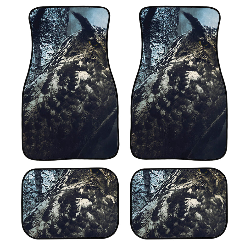 Owl At Night Print Front And Back Car Floor Mats, Front Car Mat