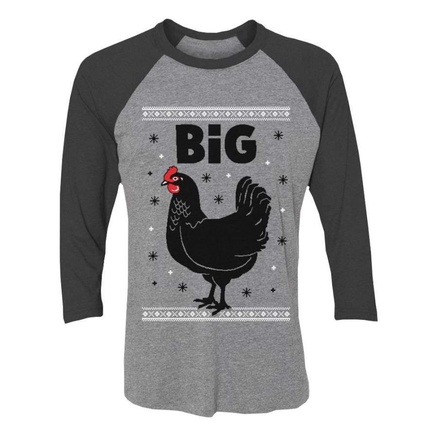 Big Black Cock Ugly Christmas 3/4 Sleeve Baseball Jersey Shirt