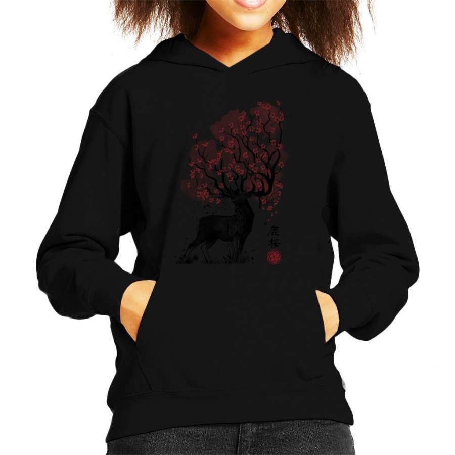 Sakura Deer Cherry Blossom Kid’s Hooded Sweatshirt