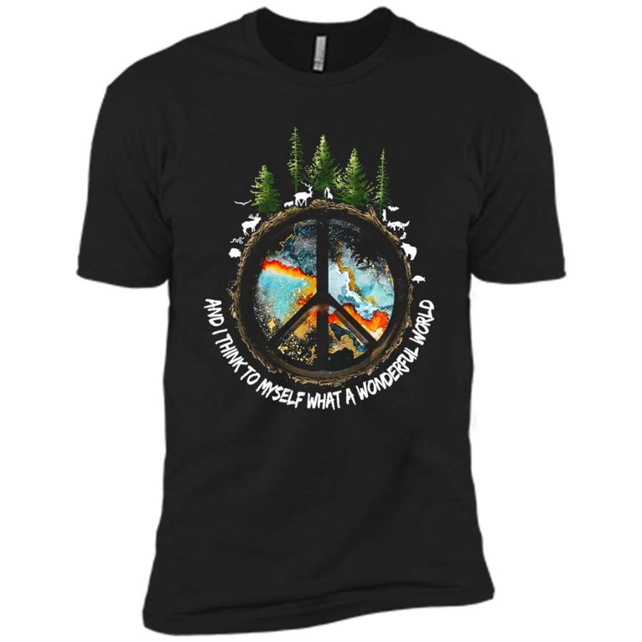 And I Think To Myself What A Wonderful World, Safe The World, Animal and Tree, Peace Sign – Canvas Unisex USA Shirt