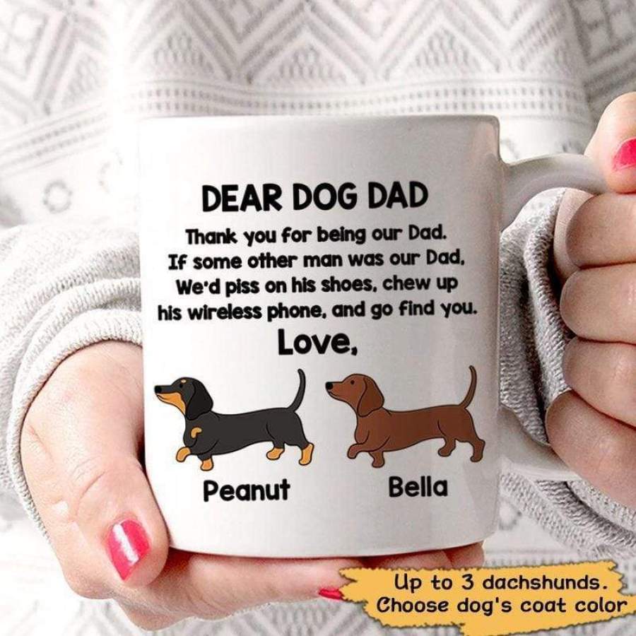 Dear Dog Dad Dachshund Personalized AOP Mug