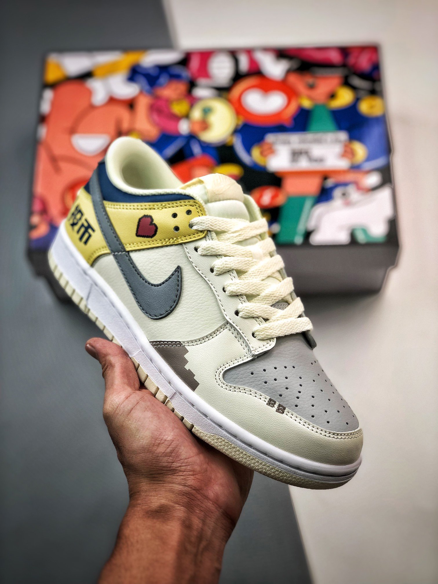 Custom Nike Dunk Low White Yellow Blue 5340967