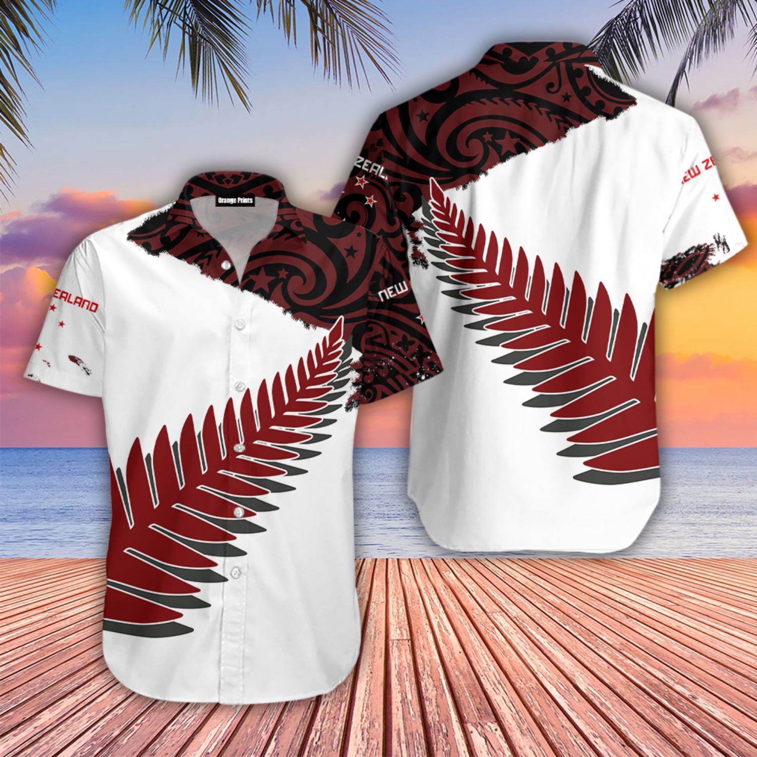 New Zealand Maori Fern Red Edition Hawaii Shirt For Men Women Adult Ha6893