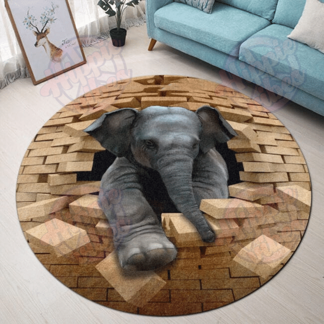 Love Elephant Premium Round Rug