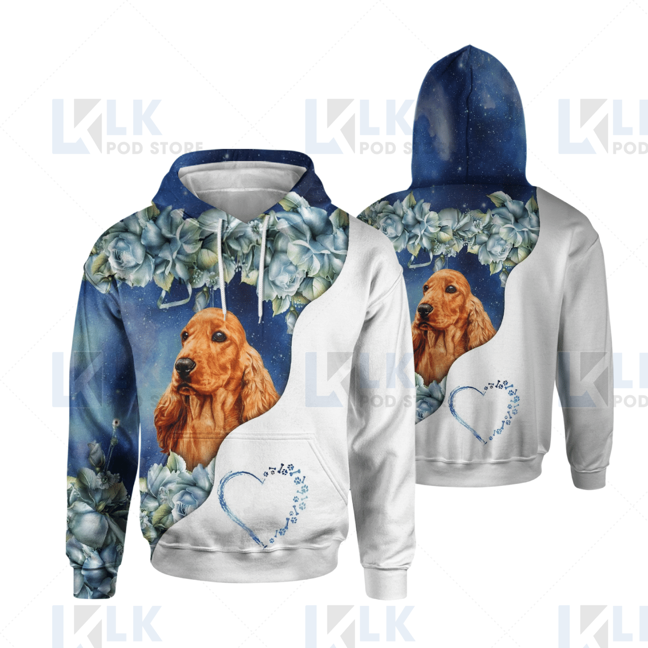 ENGLISH COCKER SPANIEL – HOODIE Half Curse Flower [ID3-D]
