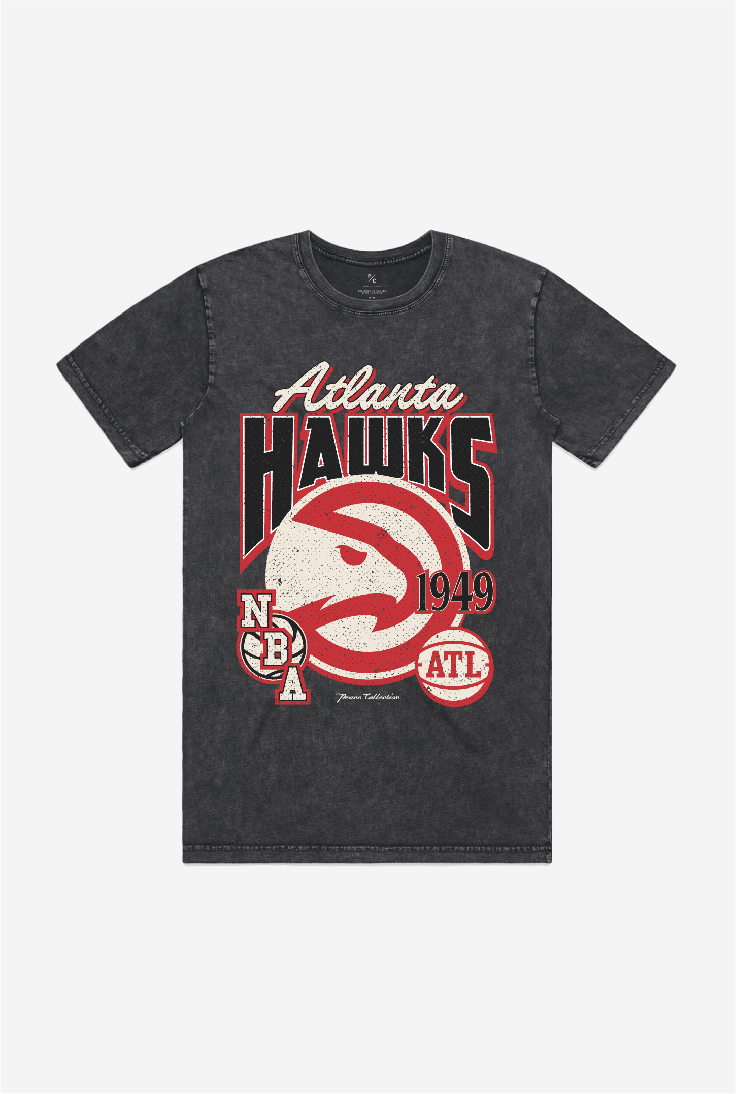 Atlanta Hawks Stonewash T-Shirt – Black