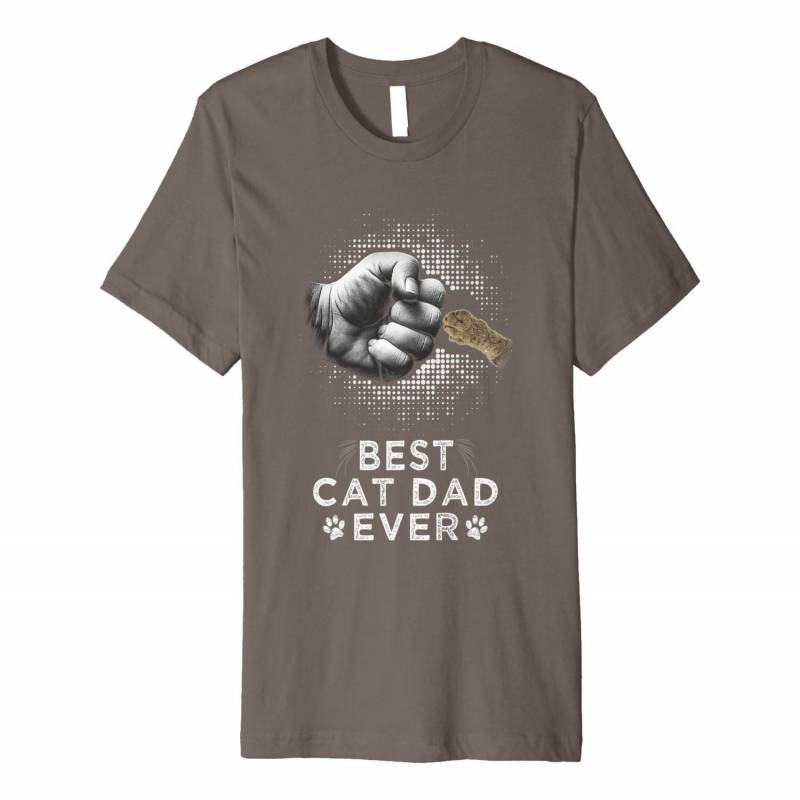 Mens Best Cat Dad Ever Father & Kitten Paw Fist Bump T-shirt