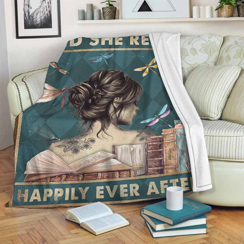 And She Read Happily Ever After Blanket Gift For Book Lovers Birthday Gift Home Decor Bedding Couch Sofa Soft And Comfy Cozy