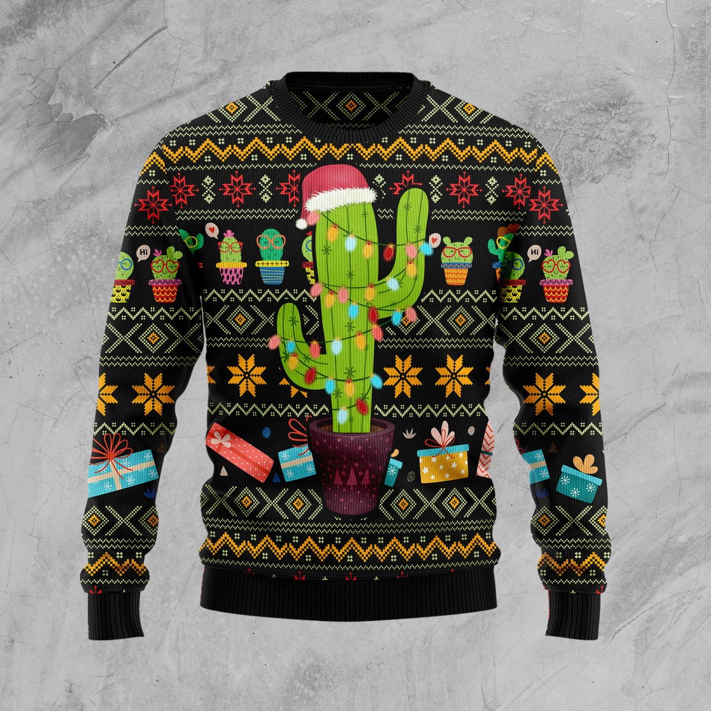 Cactus Xmas D0210 Ugly Christmas Sweater unisex womens & mens, couples matching, friends, funny family ugly christmas holiday sweater gifts (plus size available)