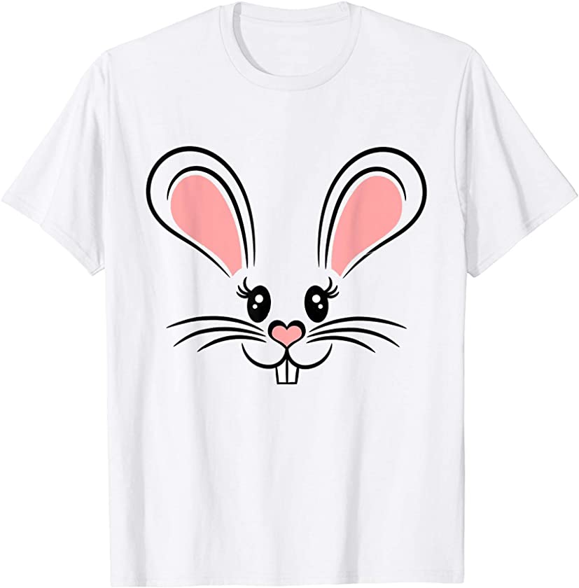 Cute Easter Bunny Face Costume Girls Women Christian Holiday T-Shirt