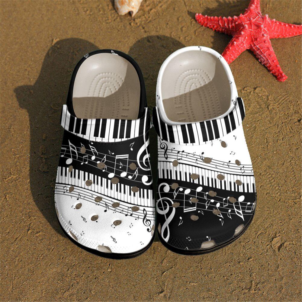 Piano Personalized Clog, Custom Name, Text, Color, Number Fashion Style For Women, Men, Kid, Print 3D Piano Keyboard