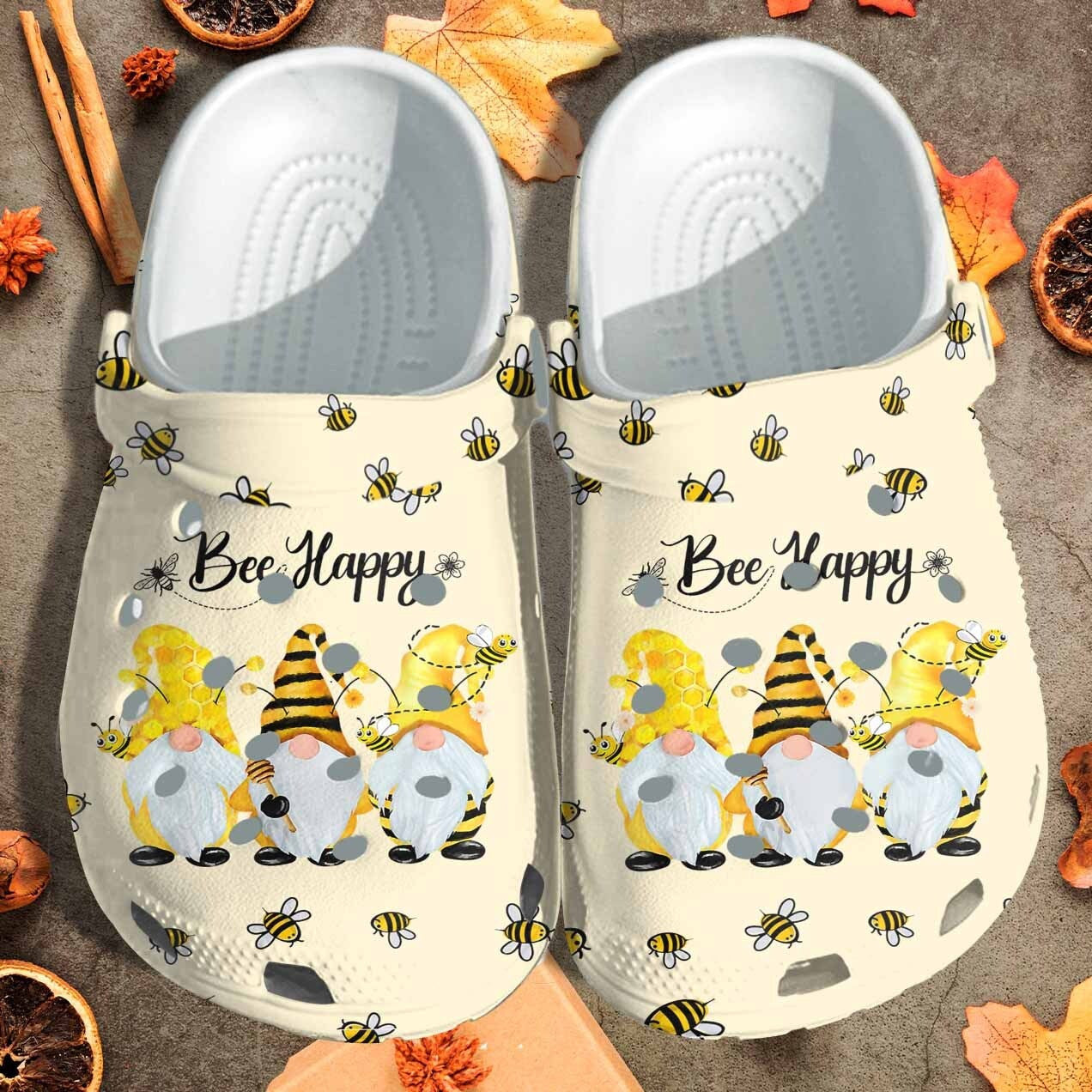 Be Happy Gnomes Bee Shoes Crocs Clogs Birthday Gifts