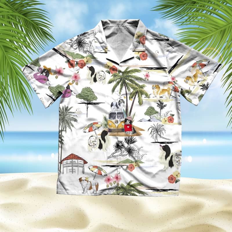 Unisex Japanese Chin Beach Hawaii Print Aloha Short Sleeve Casual Shirt Ha74945