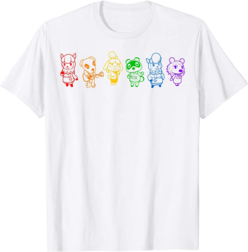 Animal Crossing Pride Group Shot Rainbow Line Up T-Shirt