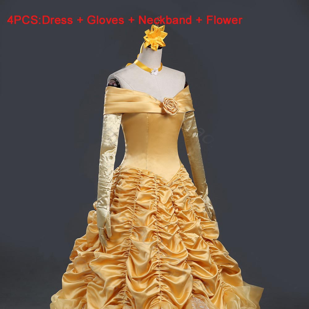 Anime Beauty And The Beast Adult Luxurious Princess Belle Costume Princess Cosplay Costume Dress Cloak Halloween Carnival Party alx