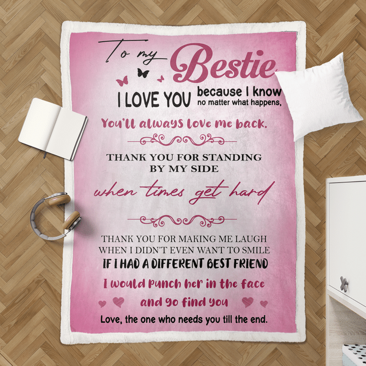 To My Bestie I Love You Blanket Gift For Friend Family Birthday Gift Home Decor Bedding Couch Sofa Soft And Comfy Cozy