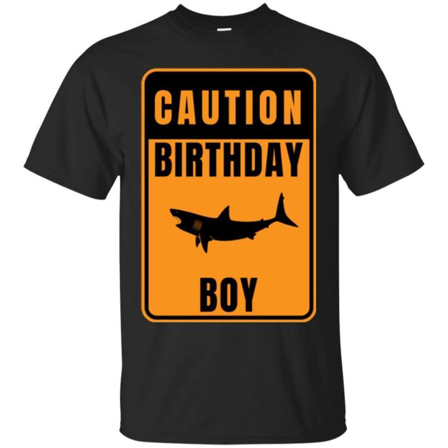 AGR Caution Birthday Boy Shark Sign Tee For Kids Jaq T-shirt