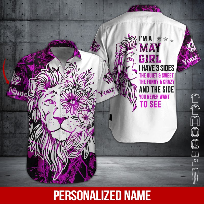 Lion May Girl Custom Name Hawaii Shirt For Men And Women Ha59952