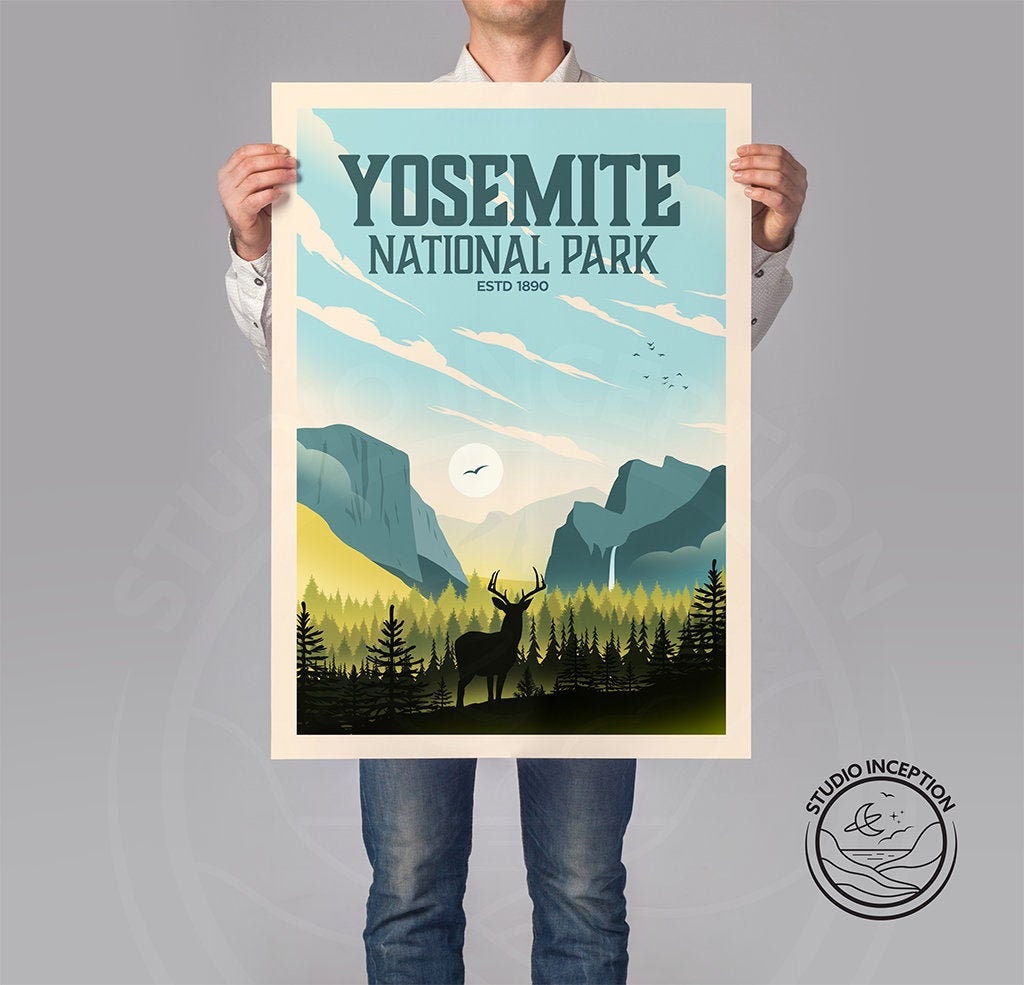 Yosemite Print Poster Established 1890 Edition, Yosemite National Park Art Print By Studio Inception