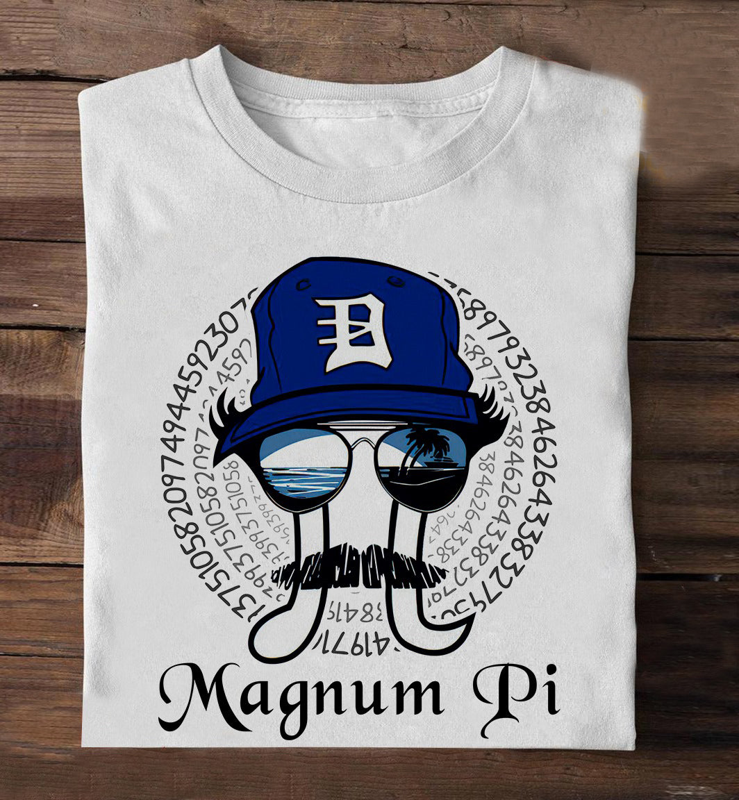 Magnum Pi – Funny Math T Shirt, Nerd, Algebra, Teaching, Pun – Adult Cotton T-Shirt