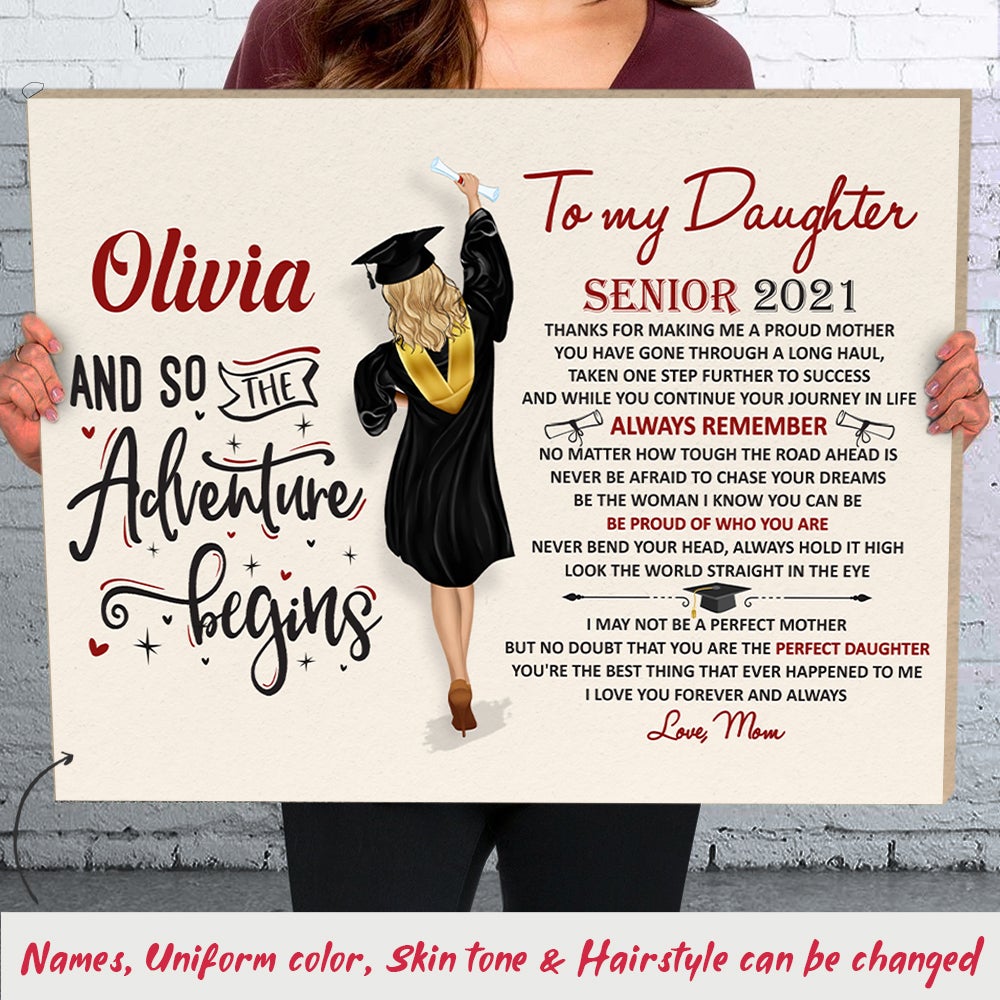 The Perfect Daughter – Personalized Custom Matte Canvas – Graduation Gifts For Daughter From Mom