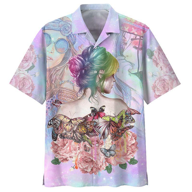 Hippie Girl Colorful Aloha Hawaii Shirts For Men Women Ha28851