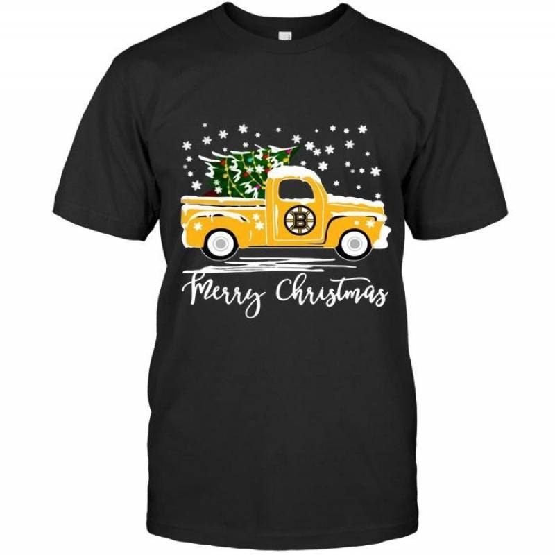 Boston Bruins Merry Christmas Christmas Tree Truck T Shirt – Gearpenguin.com