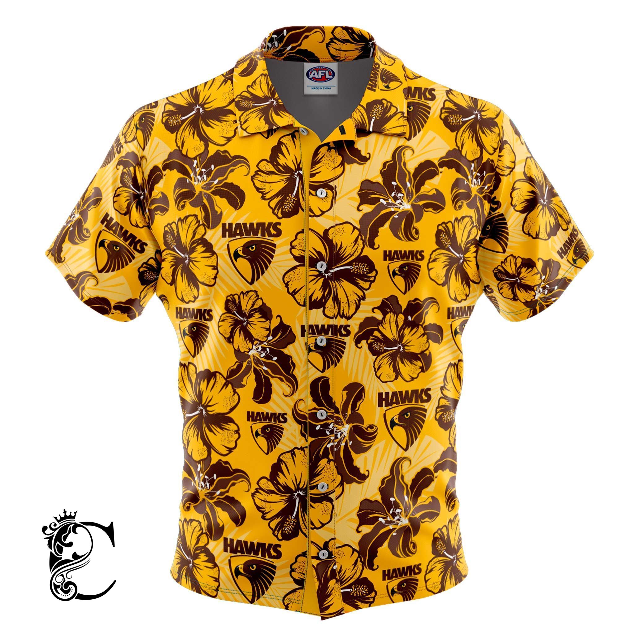 Afl Hawthorn ‘Floral’ Hawaiian Shirt