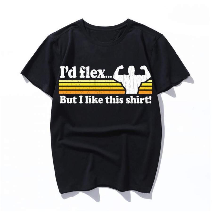 funny id flex but vintage distressed look Men T Shirts Cotton Clothes Funny Humor Graphic Short Sleeve Round Collar Women Tees Big Size T-Shirt