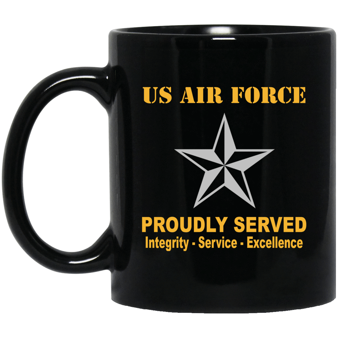 US Air Force O-7 Brigadier General Brig O7 General Officer Ranks Proudly Served Black Mug 11 oz – 15 oz