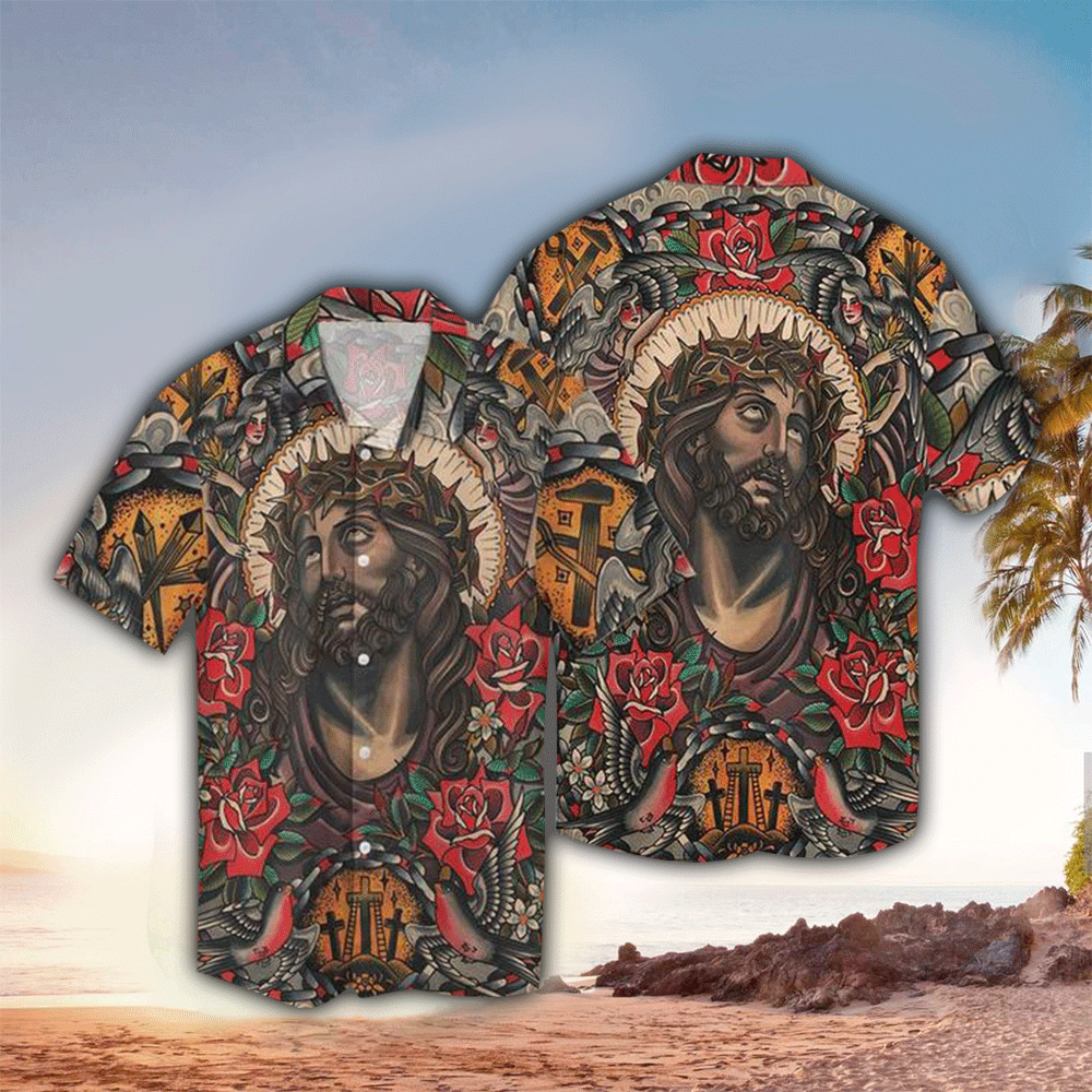 Jesus Art Vintage Hawaii Shirt Aloha Ha1108