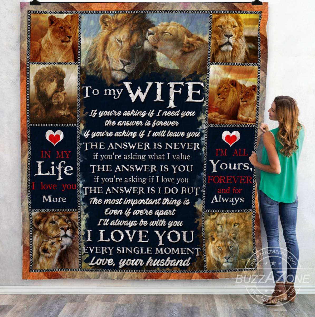 To My Wife Lion Quilt Nh