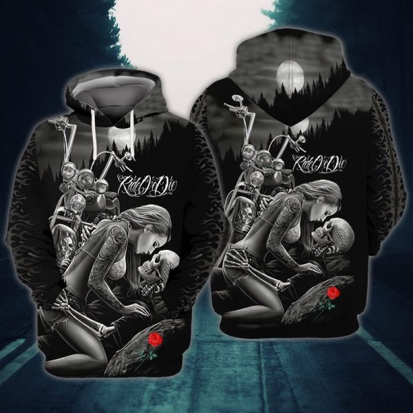 Ride Or Die Biker Couple 3D Hoodie Matching Hoodie Valentine’S Day Gift Hn
