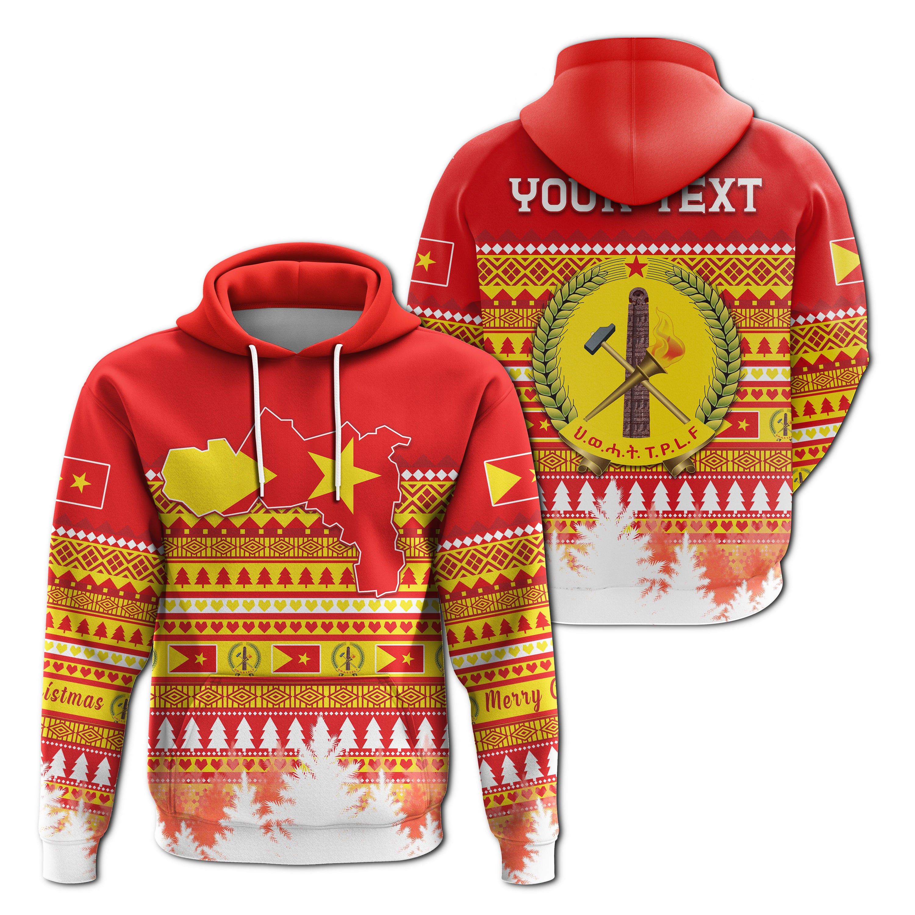 (Custom Personalised) Tigray Hoodie Merry Christmas Mix African Pattern Lt13