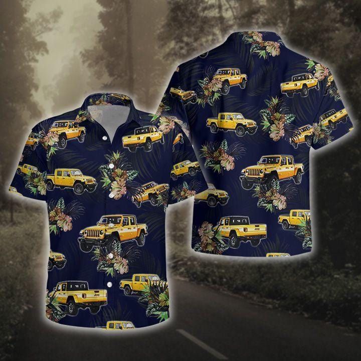 Felacia Amazing Tropical Yellow Jeep Navy Unisex Hawaii Aloha Ha9679