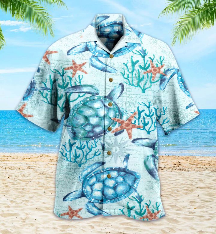 Turtle Seashell Blue Ocean Hawaii Shirt Ha49518