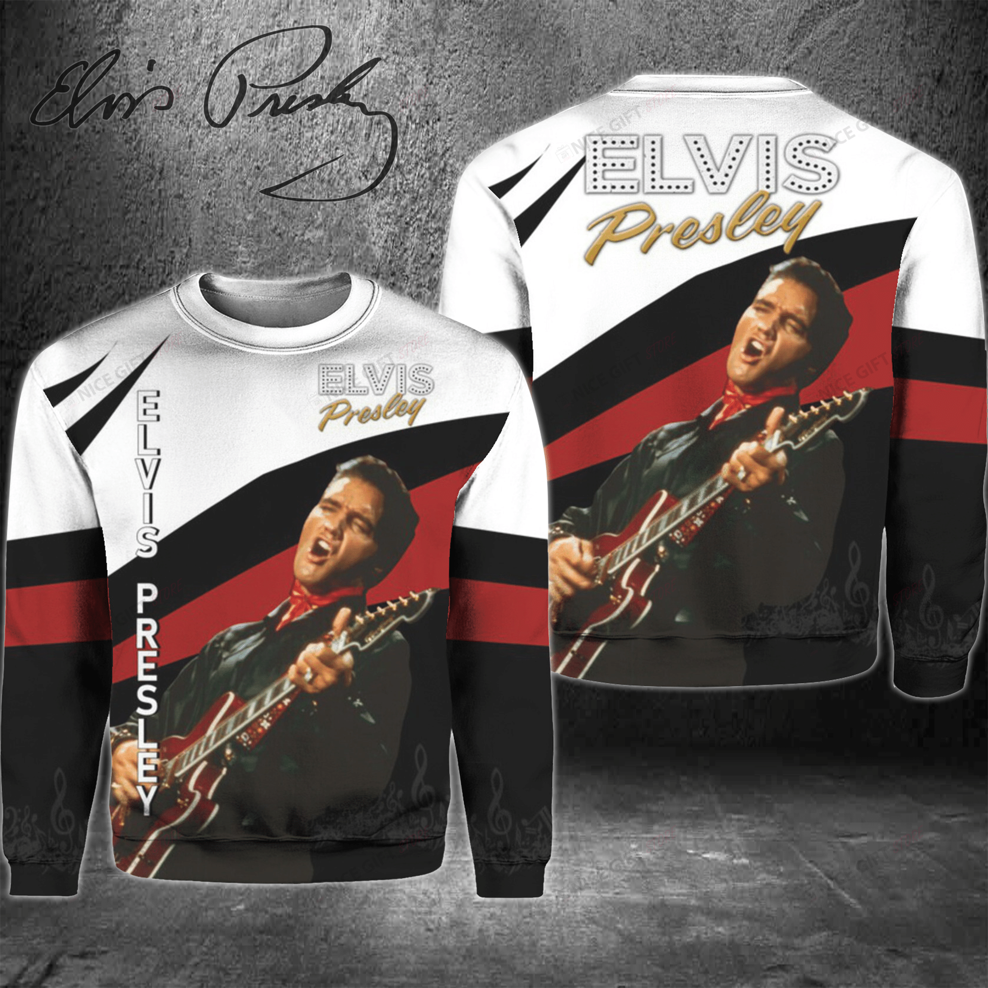 Elvis Presley Crewneck Sweatshirt 3Cs-J4I7