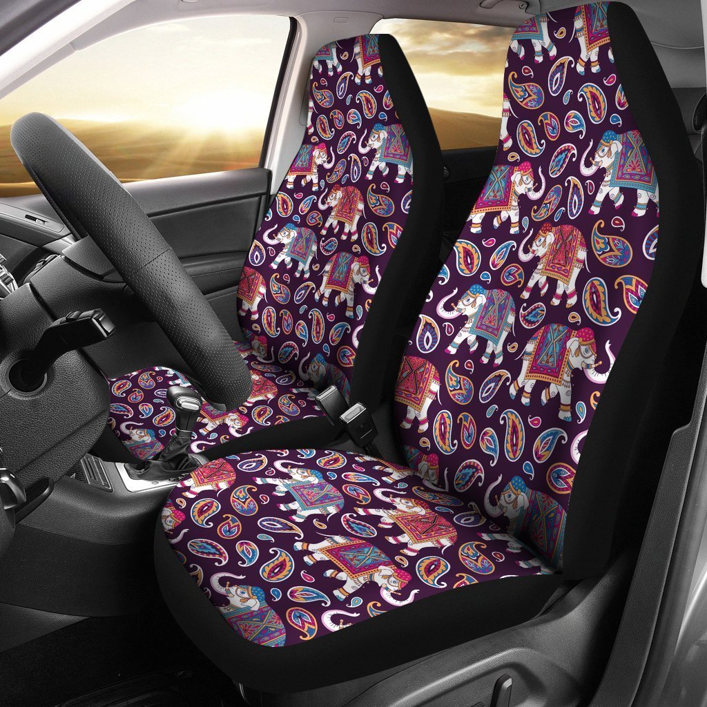 Paisleys Elephant Print Seat Cover Car Seat Covers Set 2 Pc, Car Accessories Car Mats