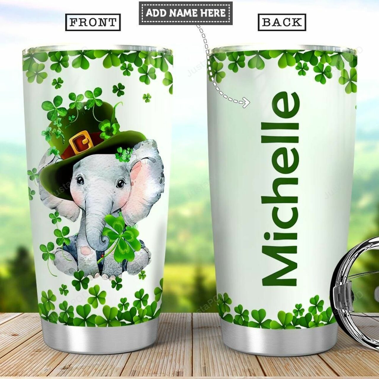 St Patrick’S Day, Personalized Irish Elephant Stainless Steel Tumbler Cup